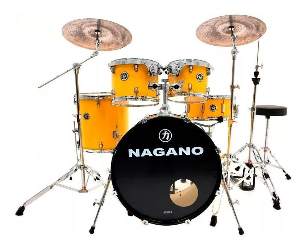 Bateria Ac Stica Nagano Garage Fusion Bumbo Yr Amarela Qualysom