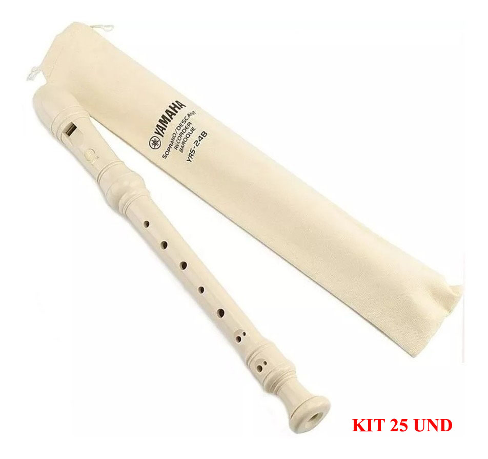Kit 25 Flautas Soprano Doce Barroca Yamaha Yrs 24b Original MCXQualysom