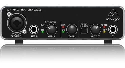Interface Áudio Behringer Usb Umc Hd Midas Umc22 2canais MCXQualysom