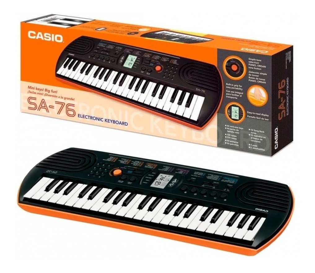 Teclado Infantil Casio Sa-76ah2 Laranja - Qualysom