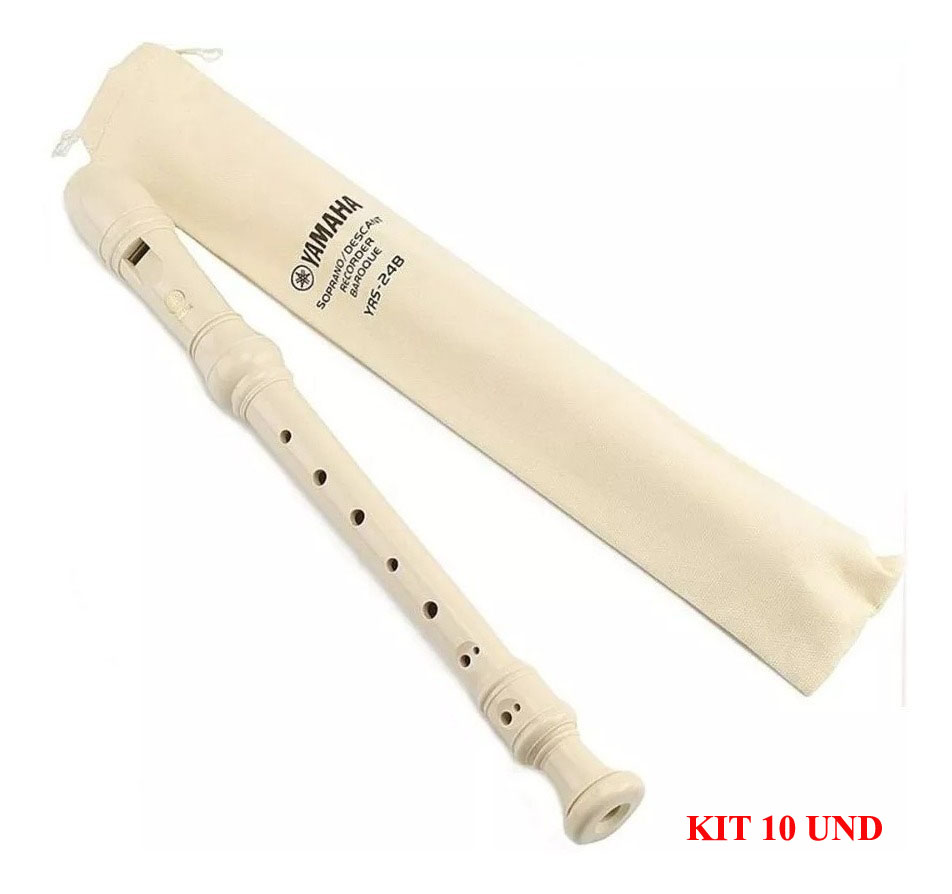 Kit 10 Flautas Soprano Doce Barroca Yamaha Yrs 24b Original MCXQualysom