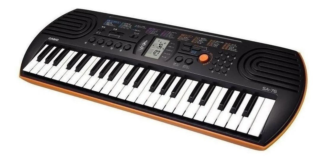 Teclado Infantil Casio SA-76 Preto com Laranja 44 Teclas