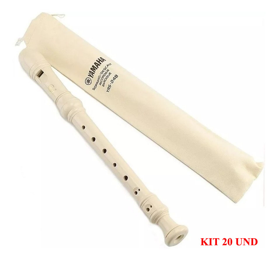 Kit 20 Flautas Soprano Doce Barroca Yamaha Yrs 24b Original MCXQualysom
