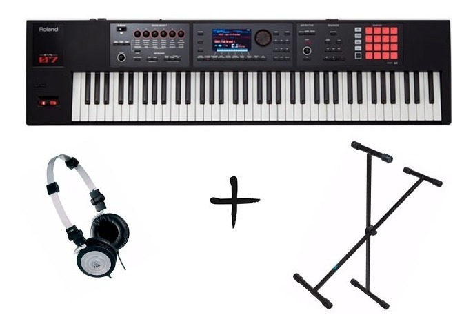 Teclado Roland Fa07 Sintetizador Workstation +suporte + Fone MCXQualysom