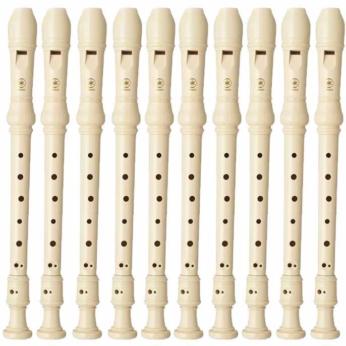 Kit 10 Flautas Soprano Doce Barroca Yamaha Yrs 24b Original MCXQualysom